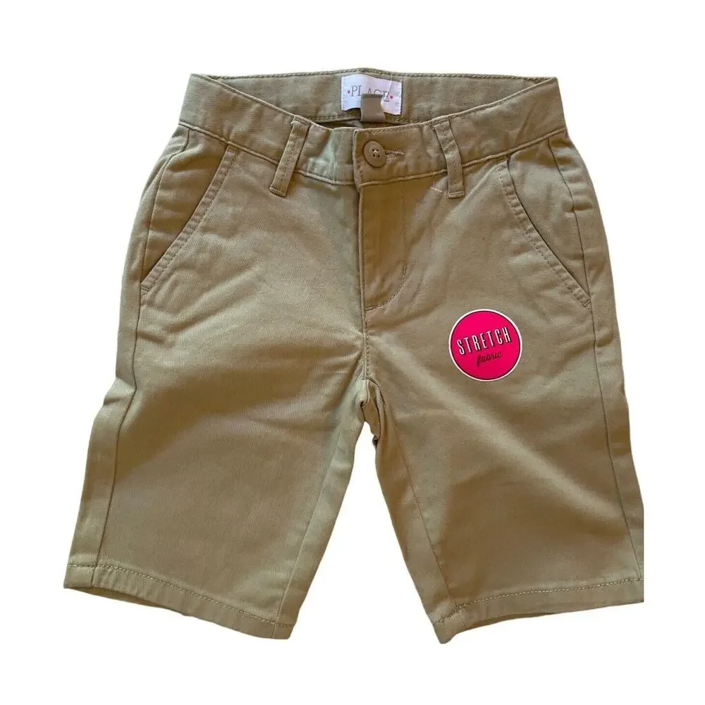Childrens Place Shorts Girls Size 6S Tan Uniform Chino Pockets Stretch Slim NEW